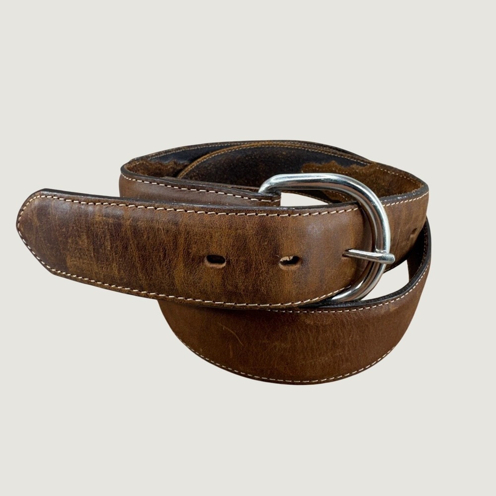 Silver Creek Leather‎ Belt Mens Size 38 Brown Western Rugged Casual Workwear